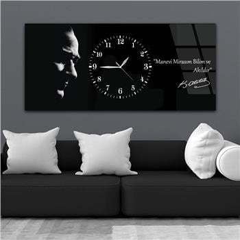 Tableau en verre sur le thème de la nation avec horloge centrale horizontale  015