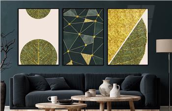 Alüminyum Çerçeveli Sanat Temalı 3lü Set CAM Tablo 0055