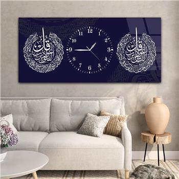 Tableau en verre à thème religieux avec horloge centrale horizontale  071