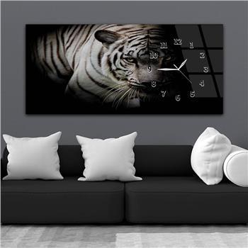 Horizontal bedrucktes Glas mit Kunst und Naturthema und einer Uhr an der Seite 134