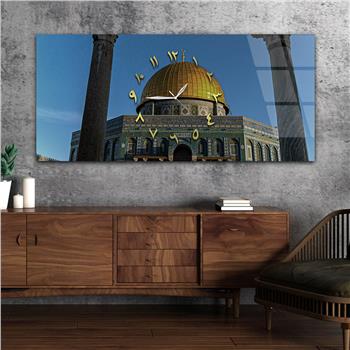 Tableau en verre à thème religieux avec horloge centrale horizontale  006