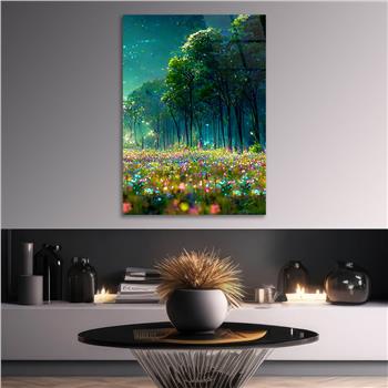 Dikey Doğa Temalı Cam Tablo 247