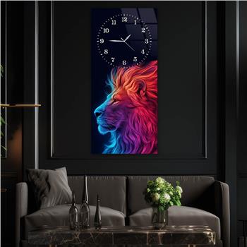 Dikey Üstten Saatli Sanat Temalı Cam Tablo 094