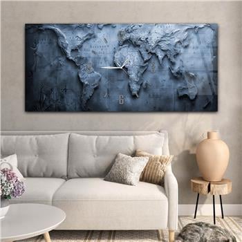 Yatay Saatli Ortadan Vatan Temalı Cam Tablo 104