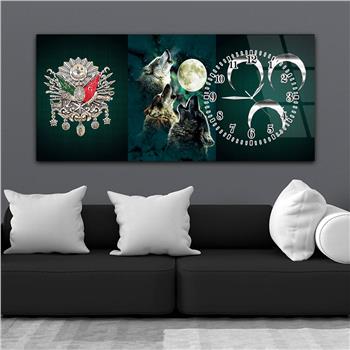 Horizontal bedrucktes Glas mit Nationenthema und einer Uhr an der Seite 009