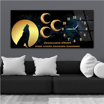 Horizontal bedrucktes Glas mit Nationenthema und einer Uhr an der Seite 017