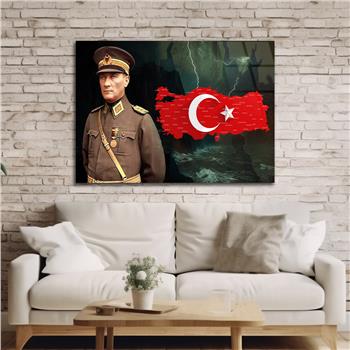 Yatay VatanTemalı Cam Tablo 132