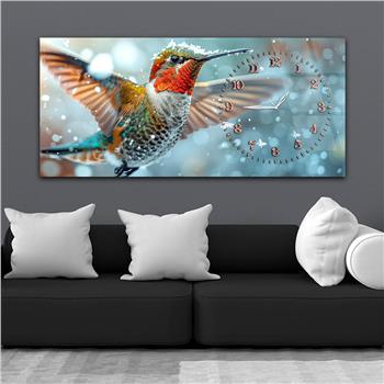 Yatay Saatli Yandan Sanat Temalı Cam Tablo 368