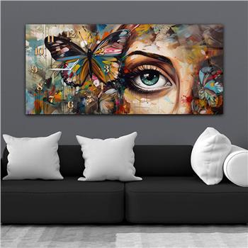 Yatay Saatli Yandan Sanat Temalı Cam Tablo 269