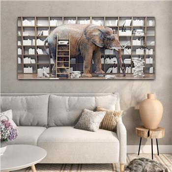 Horizontal bedrucktes Glas mit Kunst und Naturthema und einer Uhr an der Seite 065