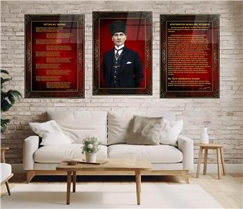  3lü Set VatanTemalı Cam Tablo 18