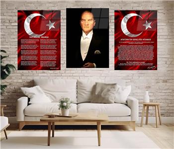  3lü Set VatanTemalı Cam Tablo 33