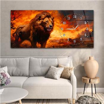 Yatay Saatli Yandan Sanat Temalı Cam Tablo 302