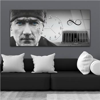 Horizontal bedrucktes Glas mit Nationenthema und einer Uhr in der Mitte 066