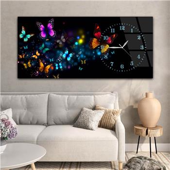 Yatay Saatli Yandan Sanat Temalı Cam Tablo 254