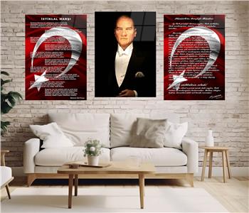  3lü Set VatanTemalı Cam Tablo 26