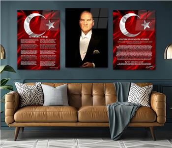  3lü Set VatanTemalı Cam Tablo 33