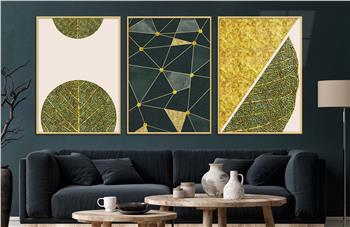 Alüminyum Çerçeveli Sanat Temalı 3lü Set CAM Tablo 0055