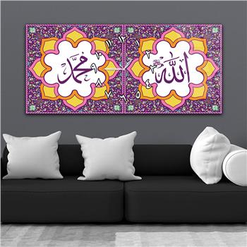 Tableau en verre à thème religieux avec horloge centrale horizontale  042