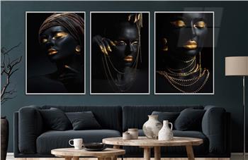 Alüminyum Çerçeveli Sanat Temalı 3lü Set CAM Tablo 0074