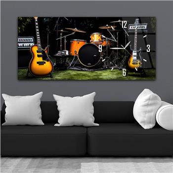 Yatay Saatli Yandan Sanat Temalı Cam Tablo 381