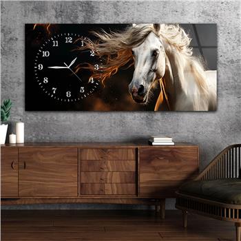 Yatay Saatli Yandan Sanat Temalı Cam Tablo 330