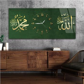 Tableau en verre à thème religieux avec horloge centrale horizontale  061