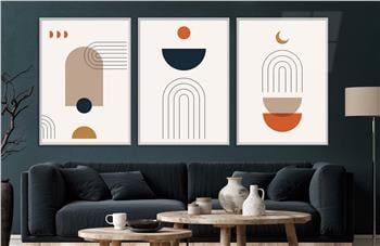 Alüminyum Çerçeveli Sanat Temalı 3lü Set CAM Tablo 0001