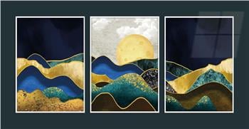 Alüminyum Çerçeveli Sanat Temalı 3lü Set MDF Tablo 0061