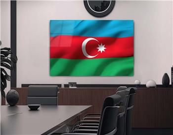 AZERBAYCAN Bayrağı Cam Tablo