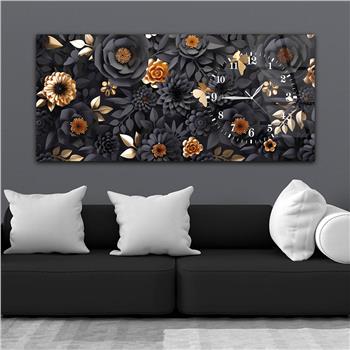 Horizontal bedrucktes Glas mit Kunst und Naturthema und einer Uhr an der Seite 047