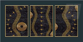 Alüminyum Çerçeveli Sanat Temalı 3lü Set MDF Tablo 0050
