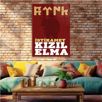 KIZIL ELMA YAZILI CAM TABLO 