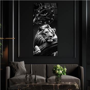 Dikey Üstten Saatli Sanat Temalı Cam Tablo 093