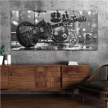 Yatay Saatli Yandan Sanat Temalı Cam Tablo 380