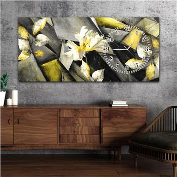 Horizontal bedrucktes Glas mit Kunst und Naturthema und einer Uhr an der Seite 100