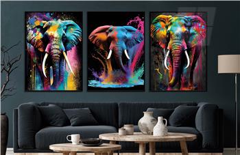 Alüminyum Çerçeveli Sanat Temalı 3lü Set CAM Tablo 0077