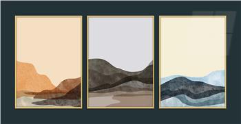 Alüminyum Çerçeveli Sanat Temalı 3lü Set MDF Tablo 0023