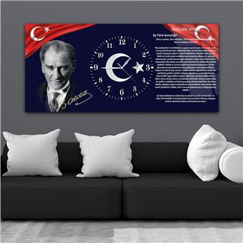 Horizontal bedrucktes Glas mit Nationenthema und einer Uhr in der Mitte 008