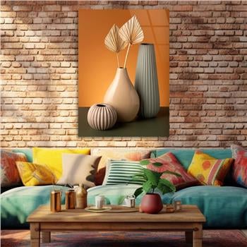 Dikey Sanat Temalı Cam Tablo 342