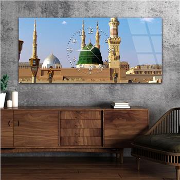 Tableau en verre à thème religieux avec horloge centrale horizontale  002