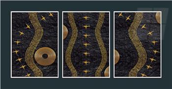 Alüminyum Çerçeveli Sanat Temalı 3lü Set MDF Tablo 0050