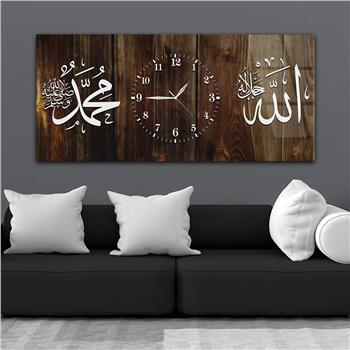 Tableau en verre à thème religieux avec horloge centrale horizontale  066