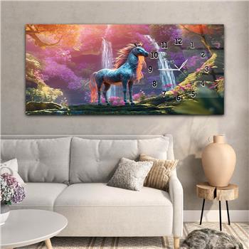 Yatay Saatli Yandan Sanat ve Doğa Temalı Cam Tablo 226