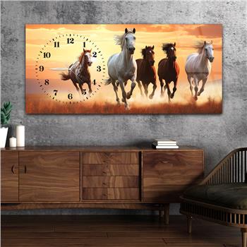 Yatay Saatli Yandan Sanat Temalı Cam Tablo 310