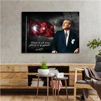 Yatay Vatan Temalı Cam Tablo 170