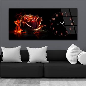 Yatay Saatli Yandan Sanat Temalı Cam Tablo 262