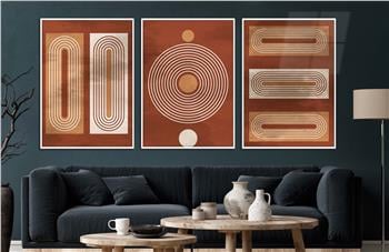 Alüminyum Çerçeveli Sanat Temalı 3lü Set CAM Tablo 0053