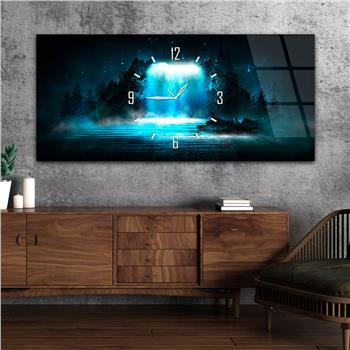 Yatay Saatli Ortadan Sanat Temalı Cam Tablo125