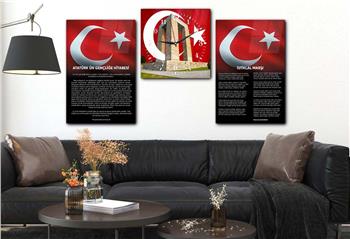 İSTİKLAL MARŞI GENÇLİĞE HİTABE CAM TABLO SETİ